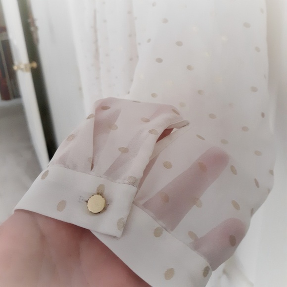 Women's White and Gold Liz Claiborne Blouse Size L - Picture 4 of 5